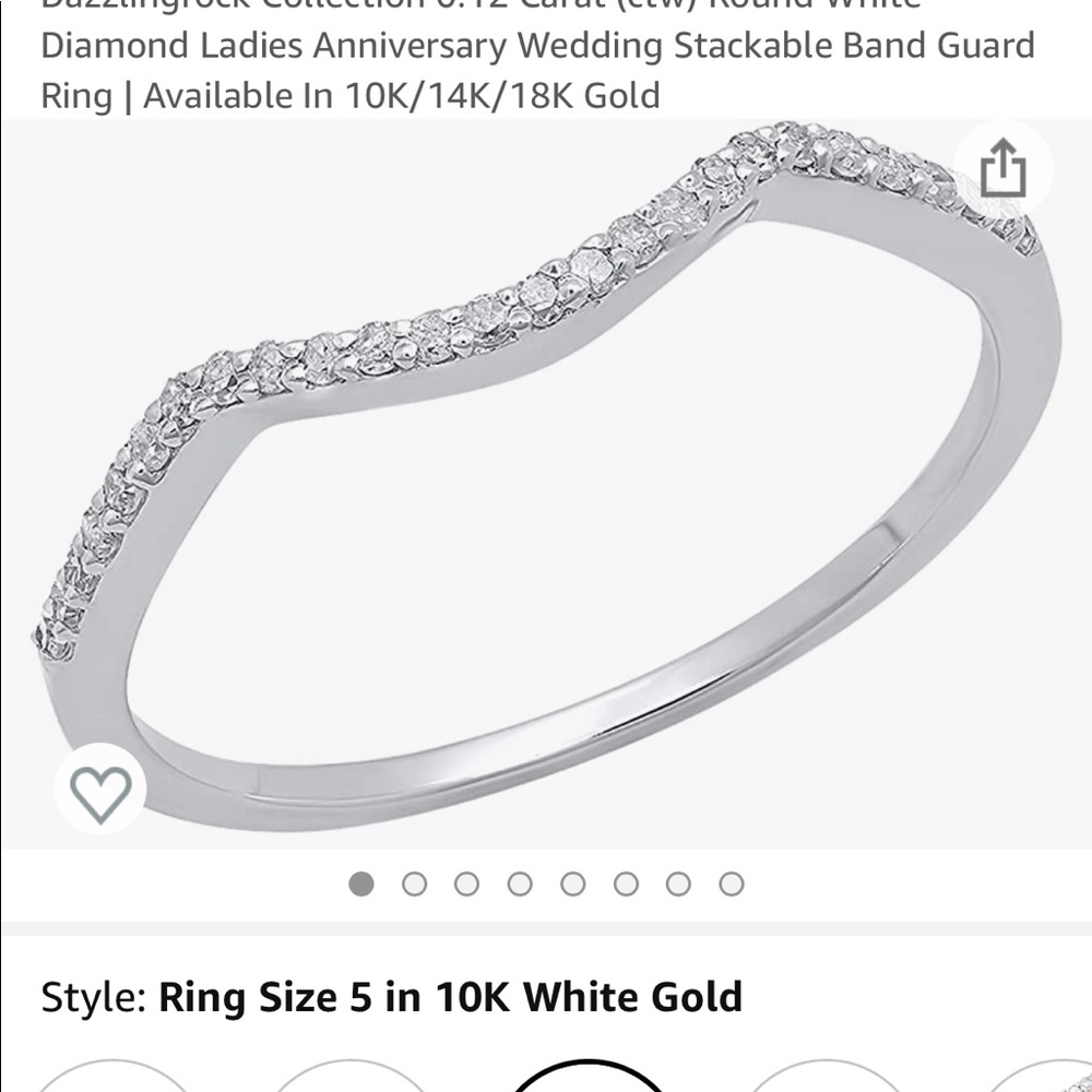 10K White Gold Diamond Stackable V-Guard Ring